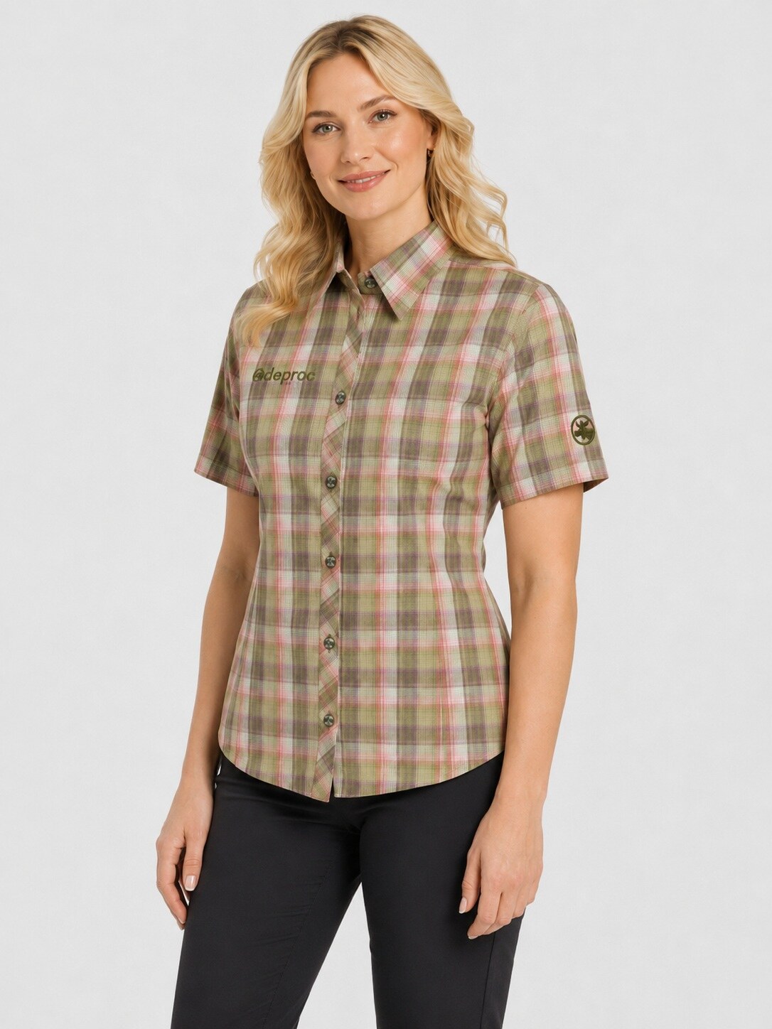 COPPER WOMEN Olive-Check – Modelbild 2