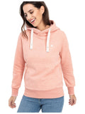 Frau trägt DEPROC HILDA II WOMEN Kapuzensweatshirt in orange, Vorderansicht