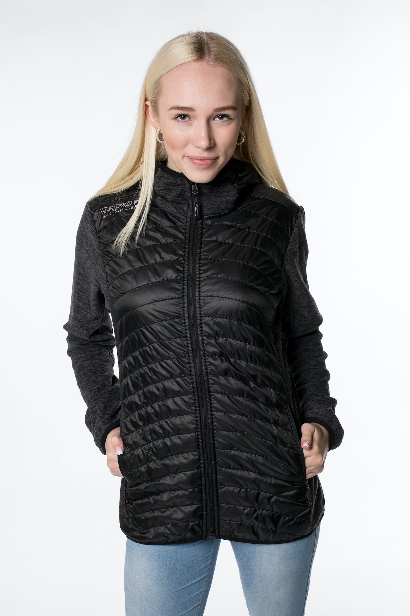Sportive Strickfleece-Jacke Damen DEPROC GILMOUR COMFORT Lady 36 - 48 Farbe: schwarz Größe: 44